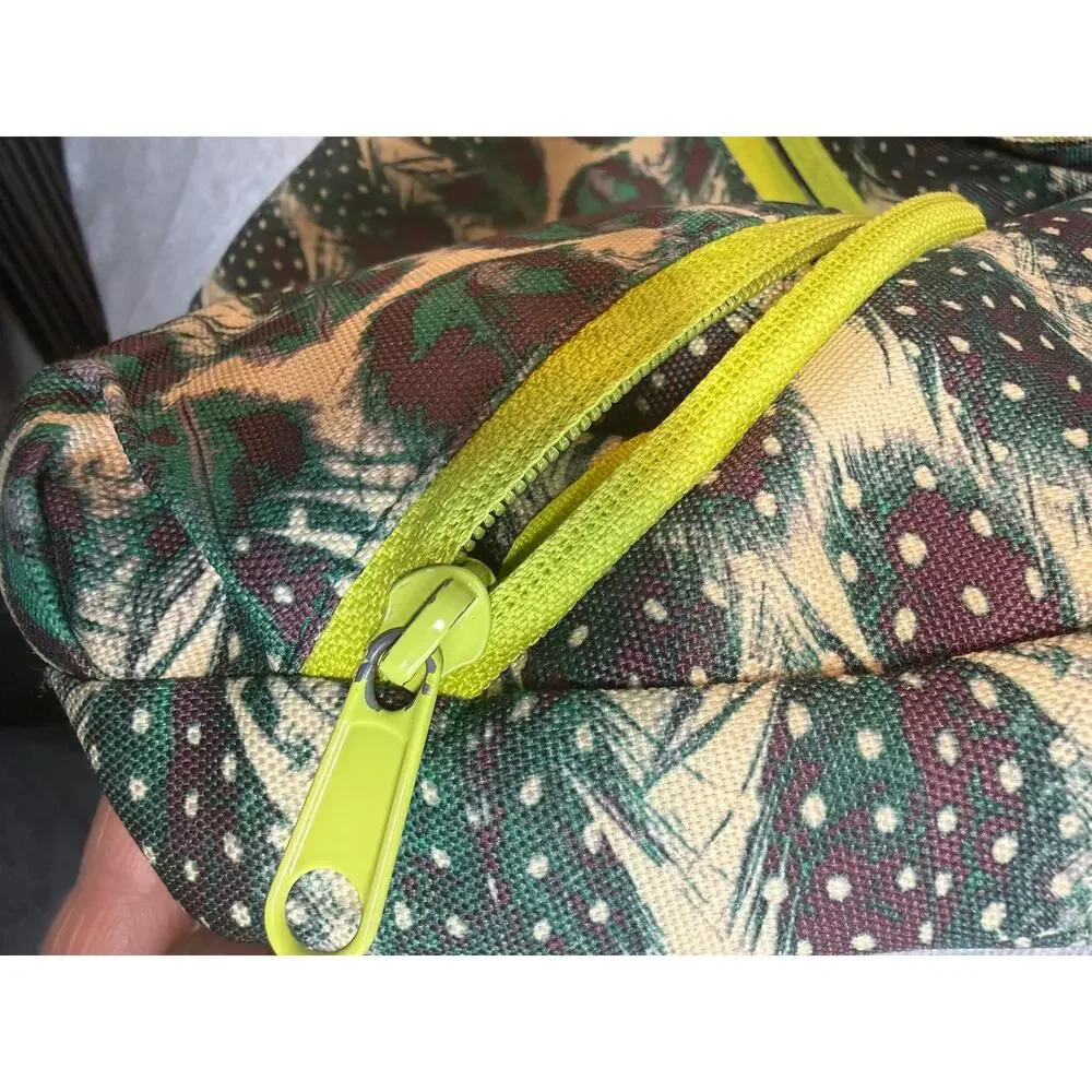 KAVU Sydney Satchel Feather Print Crossbody Bag Lime Green Y2K